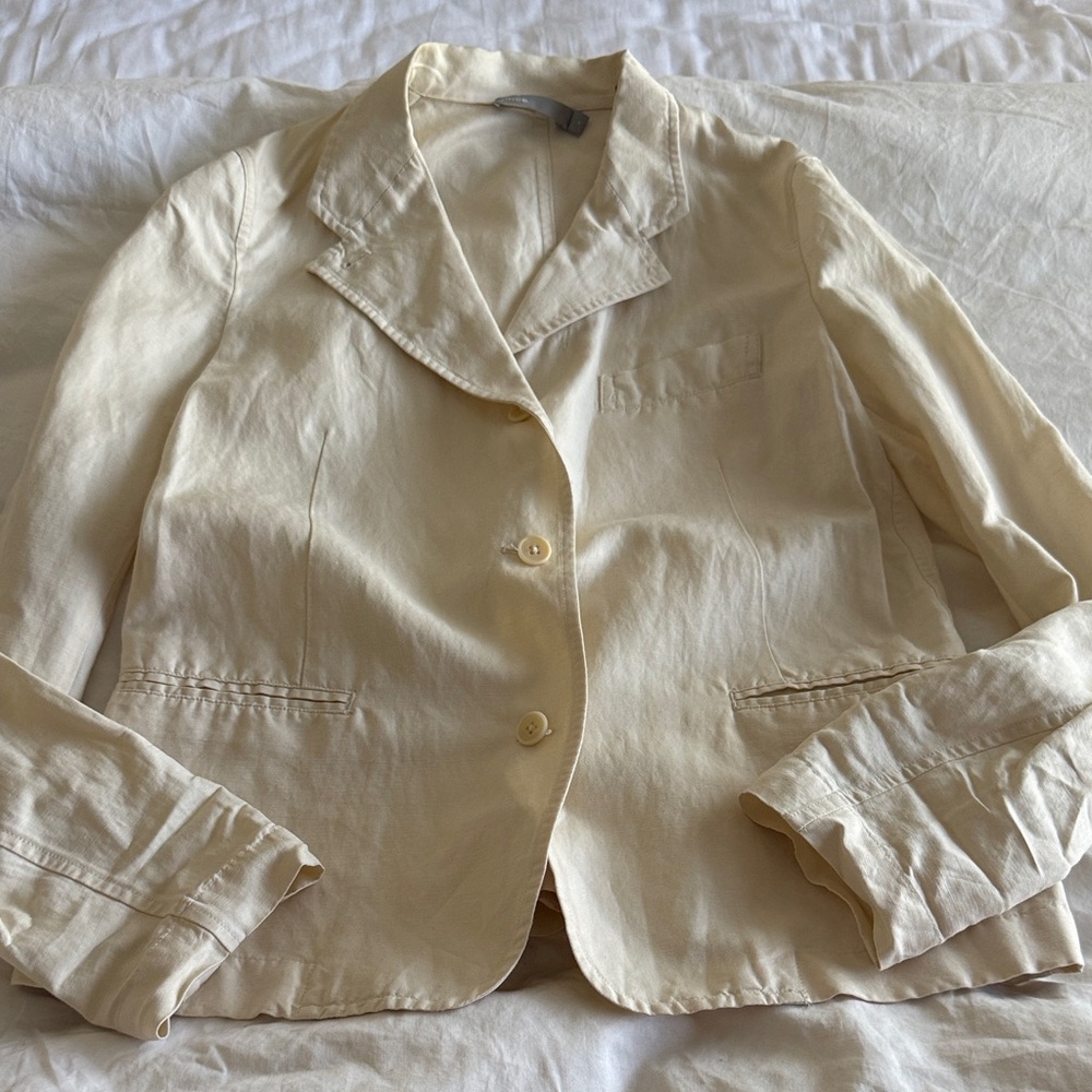 Vince- Women’s Cream Single-Breasted Blazer Jacket